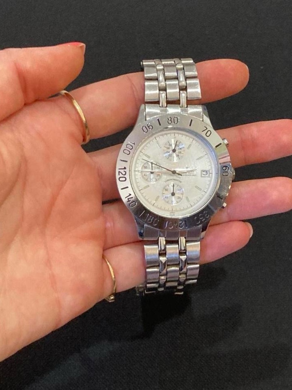 Croton Silver Stainless Steel Chronograph Watch with White Dial